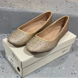 Style & Co. Gold Glitter Crystal Ballet Flats - Women
